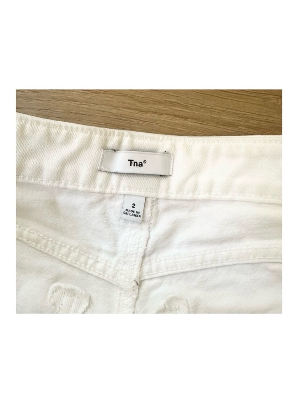 Aritzia White Frayed-Hem Denim Utility Shorts - Picture 3 of 5